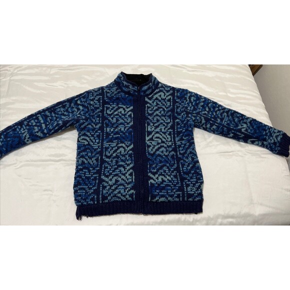 Cardigan Sweater Zip Handmade NEPAL 100% Himalayan Wool Lined L Cabincore Heavy - Picture 2 of 16